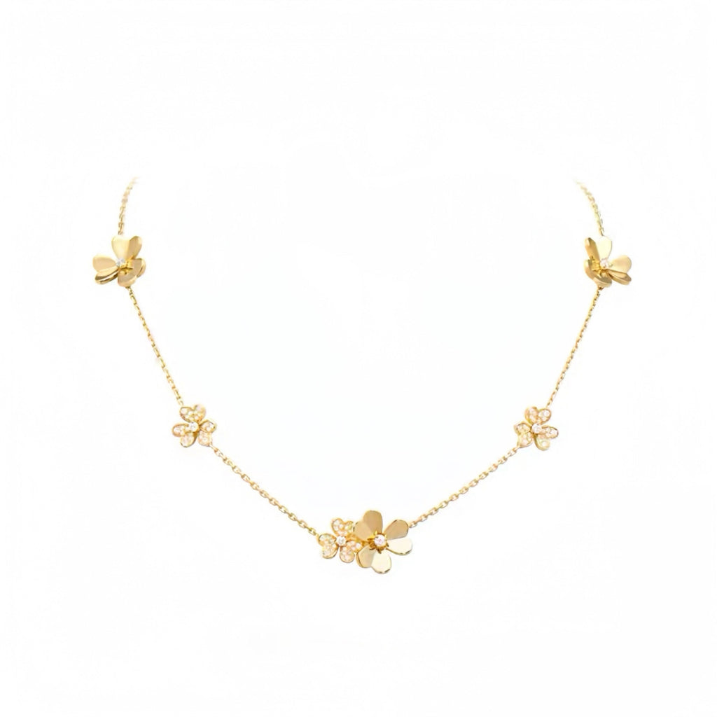 9-Flower Stone-set Necklace for Women