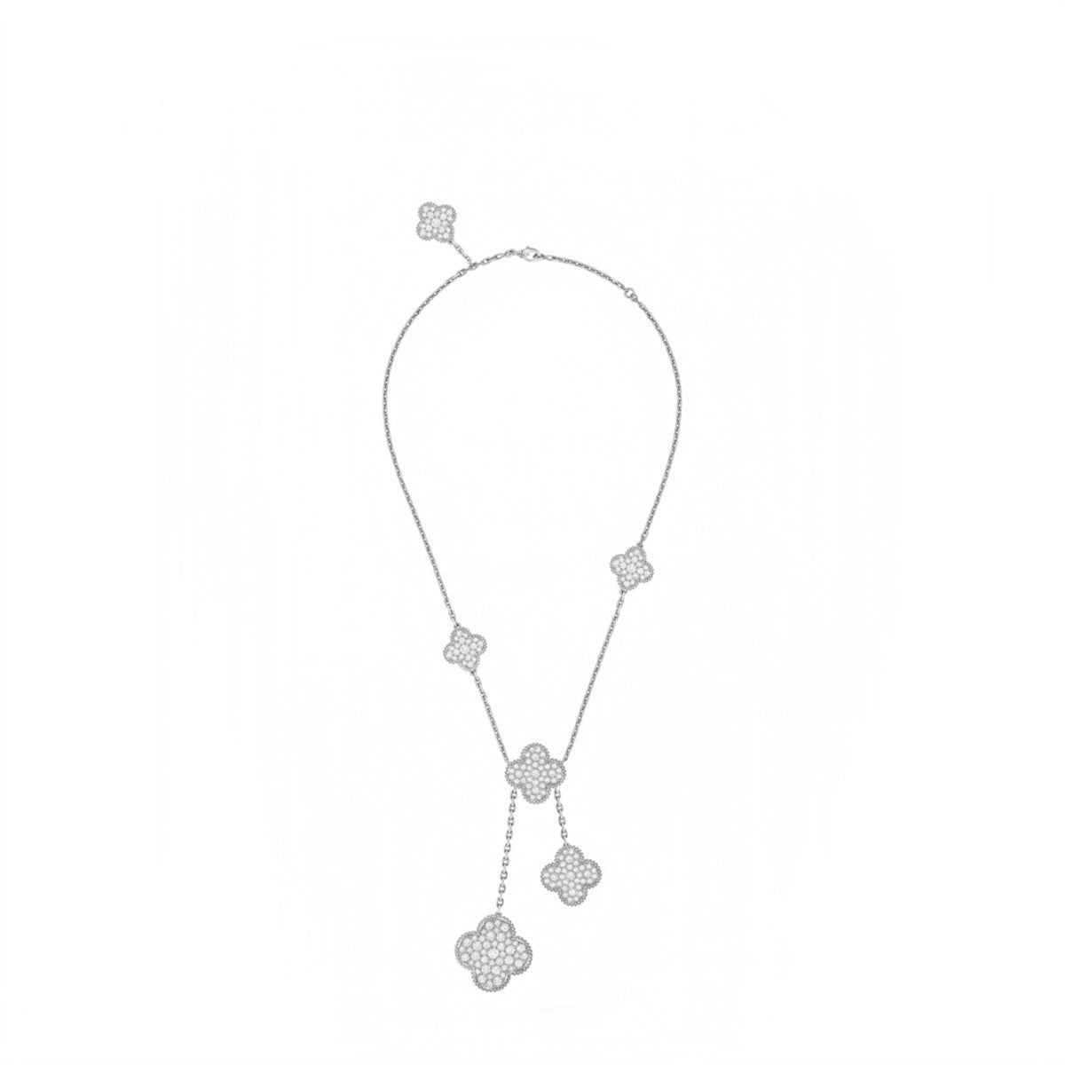 Small  3-Flower Stone - set 6-Leaf Lucky Clover Necklace for Women