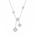 Small  3-Flower Stone - set 6-Leaf Lucky Clover Necklace for Women