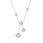 Small  3-Flower Stone - set 6-Leaf Lucky Clover Necklace for Women