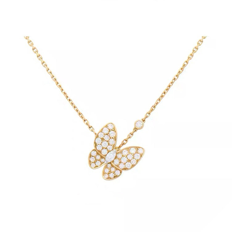 Small Sapphire & Stone- set Butterfly Necklace for Women