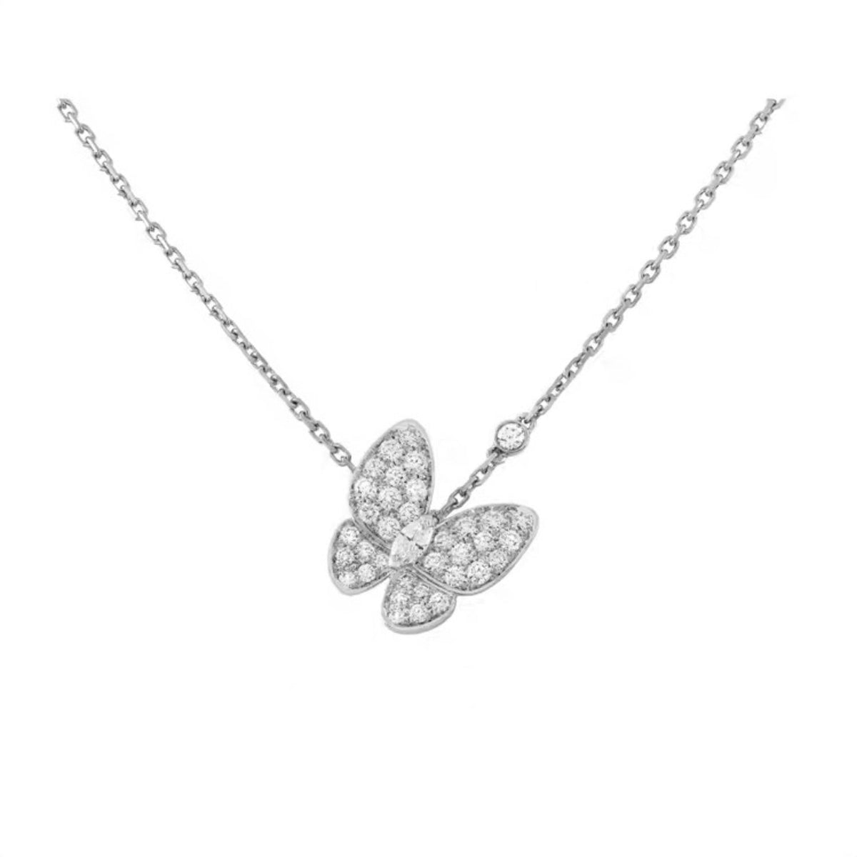 Small Sapphire & Stone- set Butterfly Necklace for Women