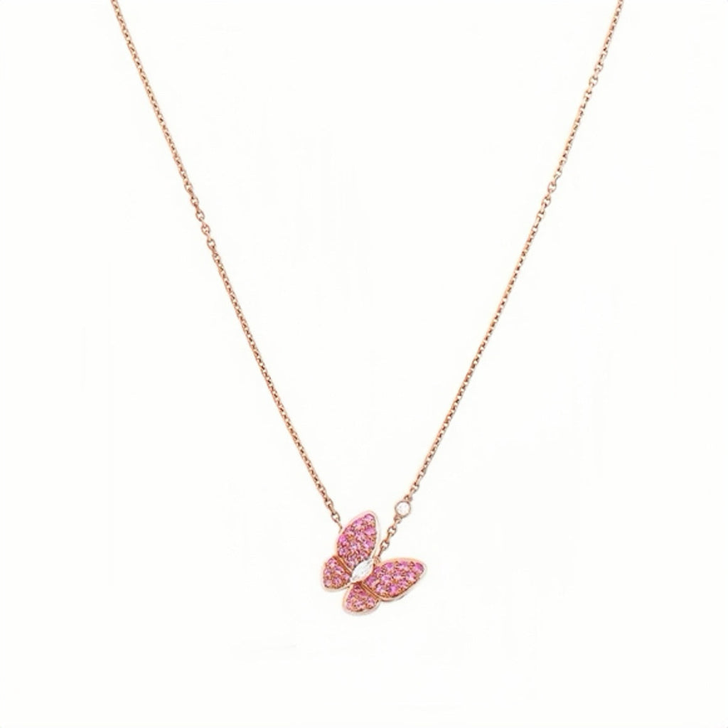 Small Sapphire & Stone- set Butterfly Necklace for Women