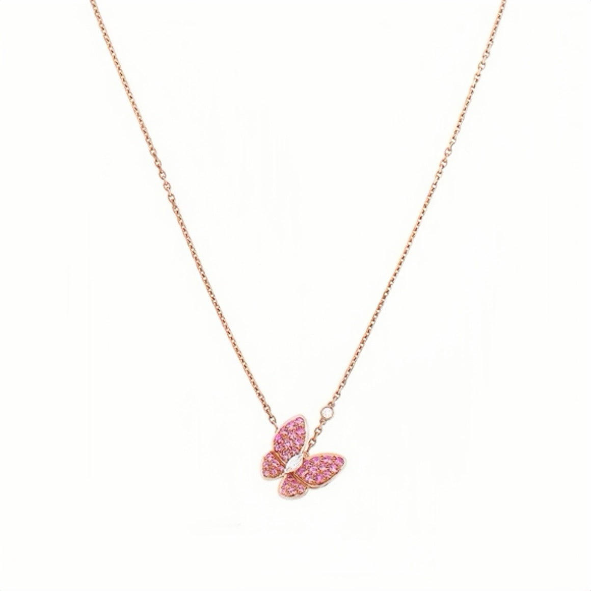 Small Sapphire & Stone- set Butterfly Necklace for Women