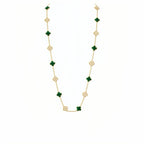20 Motifs Four-Leaf Clover Malachite Stone - set Long Necklace
