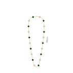 20 Motifs Four-Leaf Clover Malachite Stone - set Long Necklace
