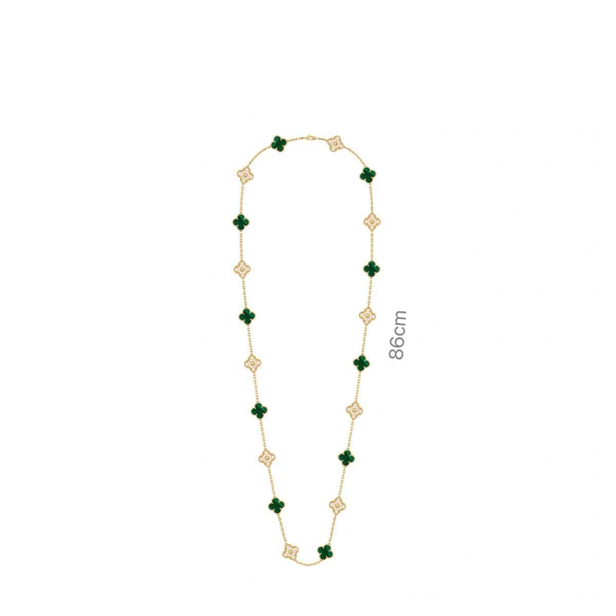 20 Motifs Four-Leaf Clover Malachite Stone - set Long Necklace
