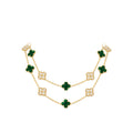 20 Motifs Four-Leaf Clover Malachite Stone - set Long Necklace