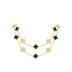 20 Motifs Four-Leaf Clover Malachite Stone - set Long Necklace