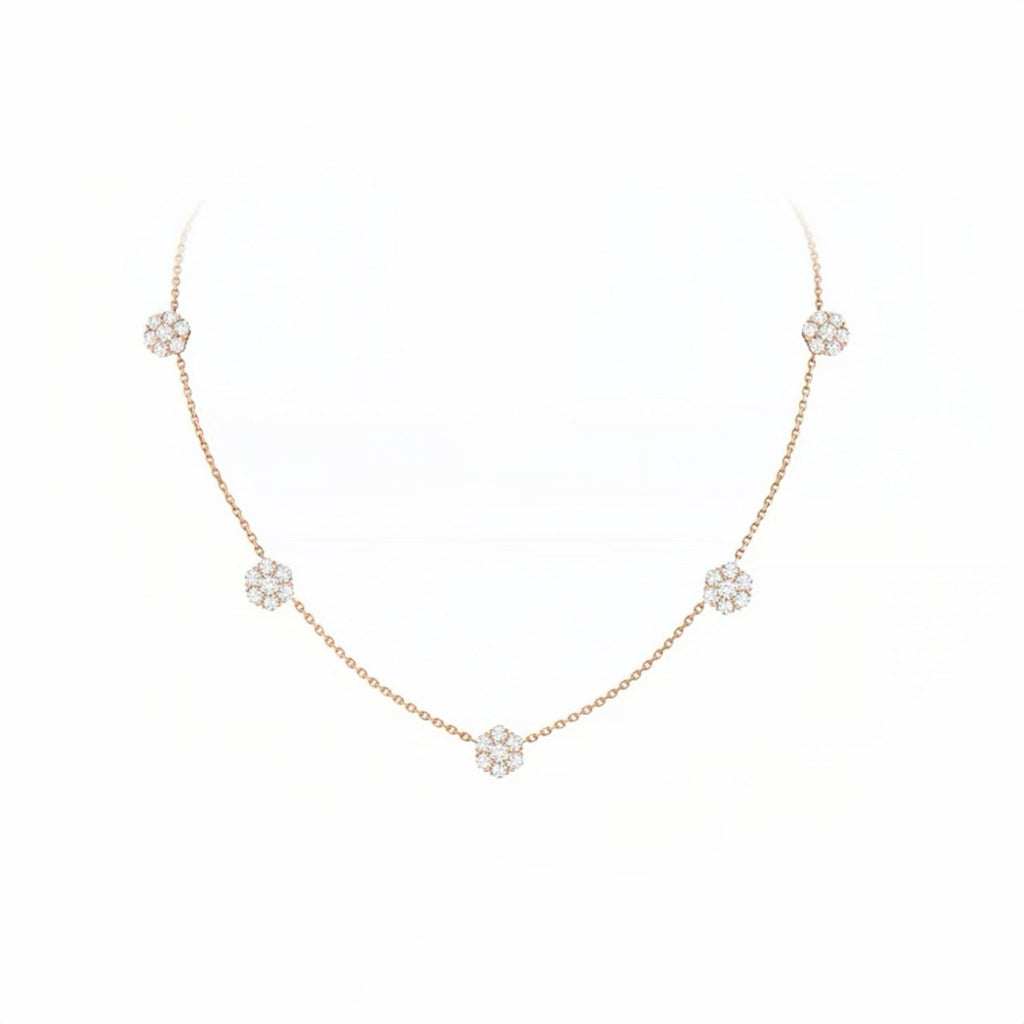 Mini‑Size 5‑Motif Floral Stone- set Necklace