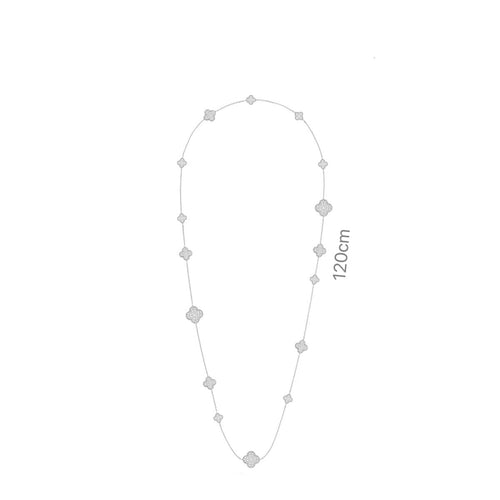 16‑Motif Four‑Leaf Clover Stone-set Long Necklace