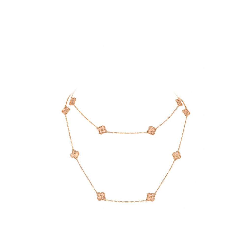 Extra‑Mini Size sixteen‑Motif Four‑Leaf Clover Long Necklace