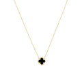 Mini‑Size Four‑Leaf Clove Onyx Necklace