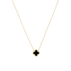 Mini‑Size Four‑Leaf Clove Onyx Necklace