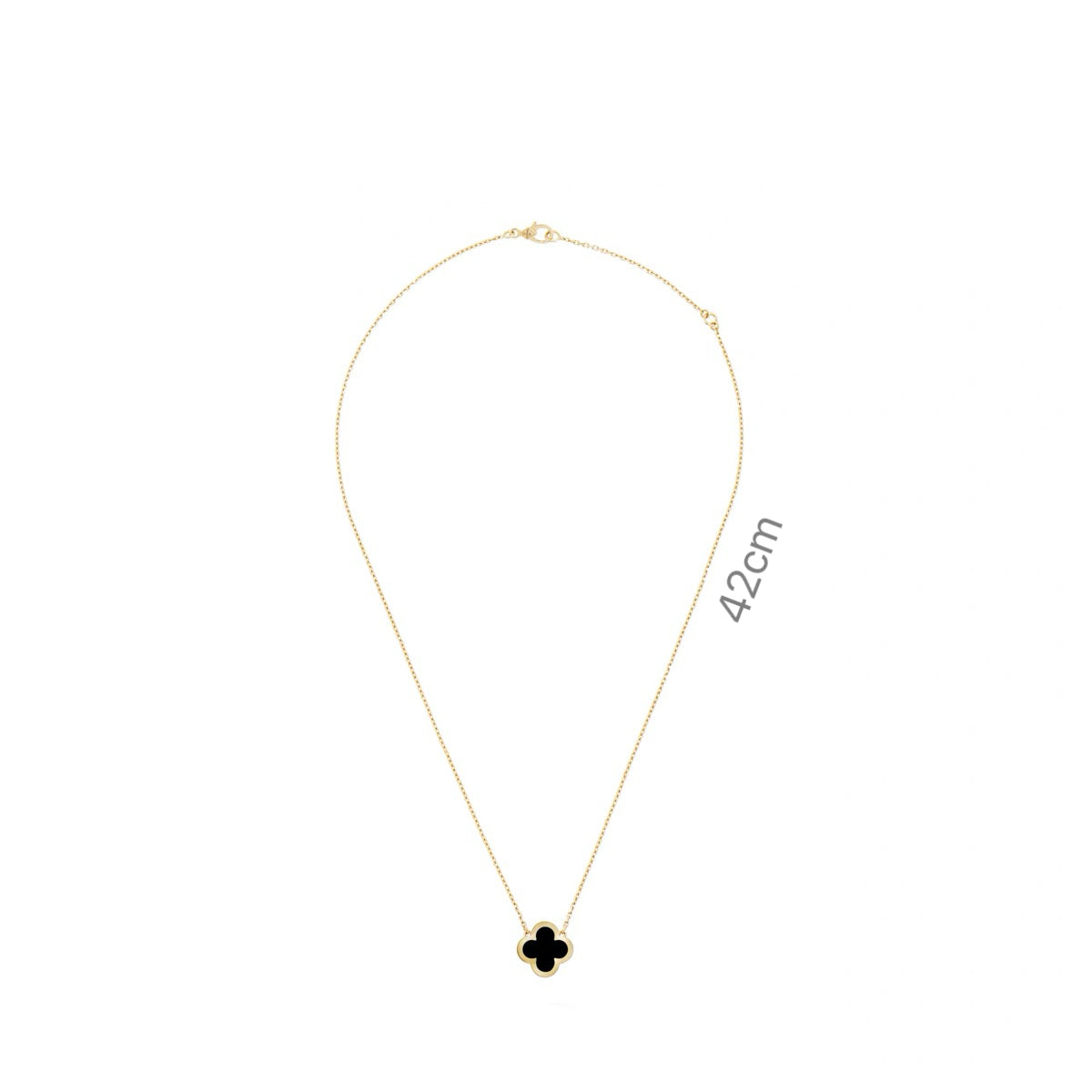 Mini‑Size Four‑Leaf Clove Onyx Necklace