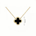 Mini‑Size Four‑Leaf Clove Onyx Necklace