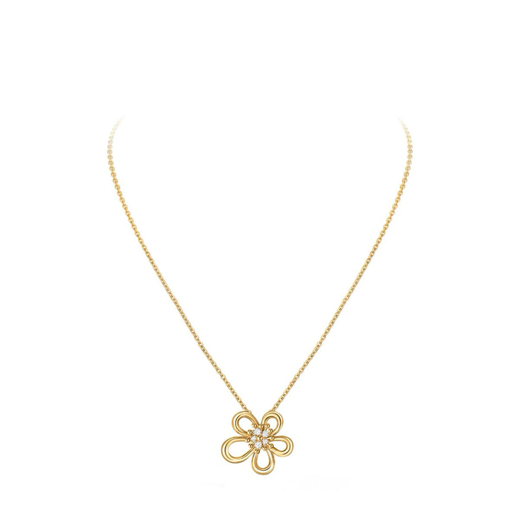 Mini‑Size Stone- set Flower Pendant Necklace