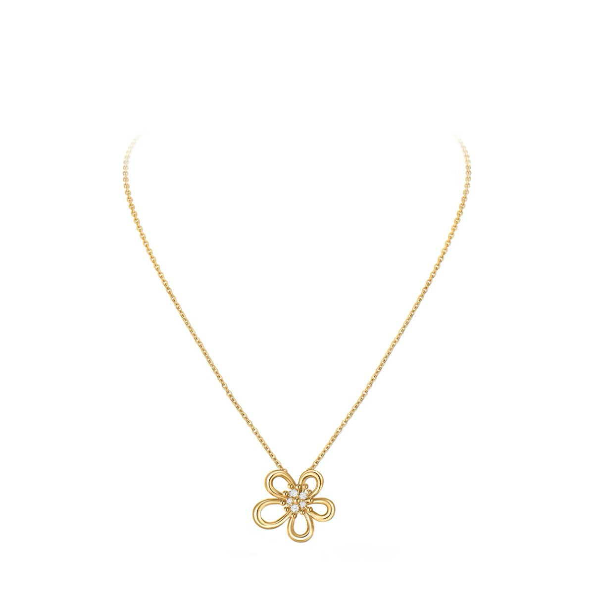 Mini‑Size Stone- set Flower Pendant Necklace