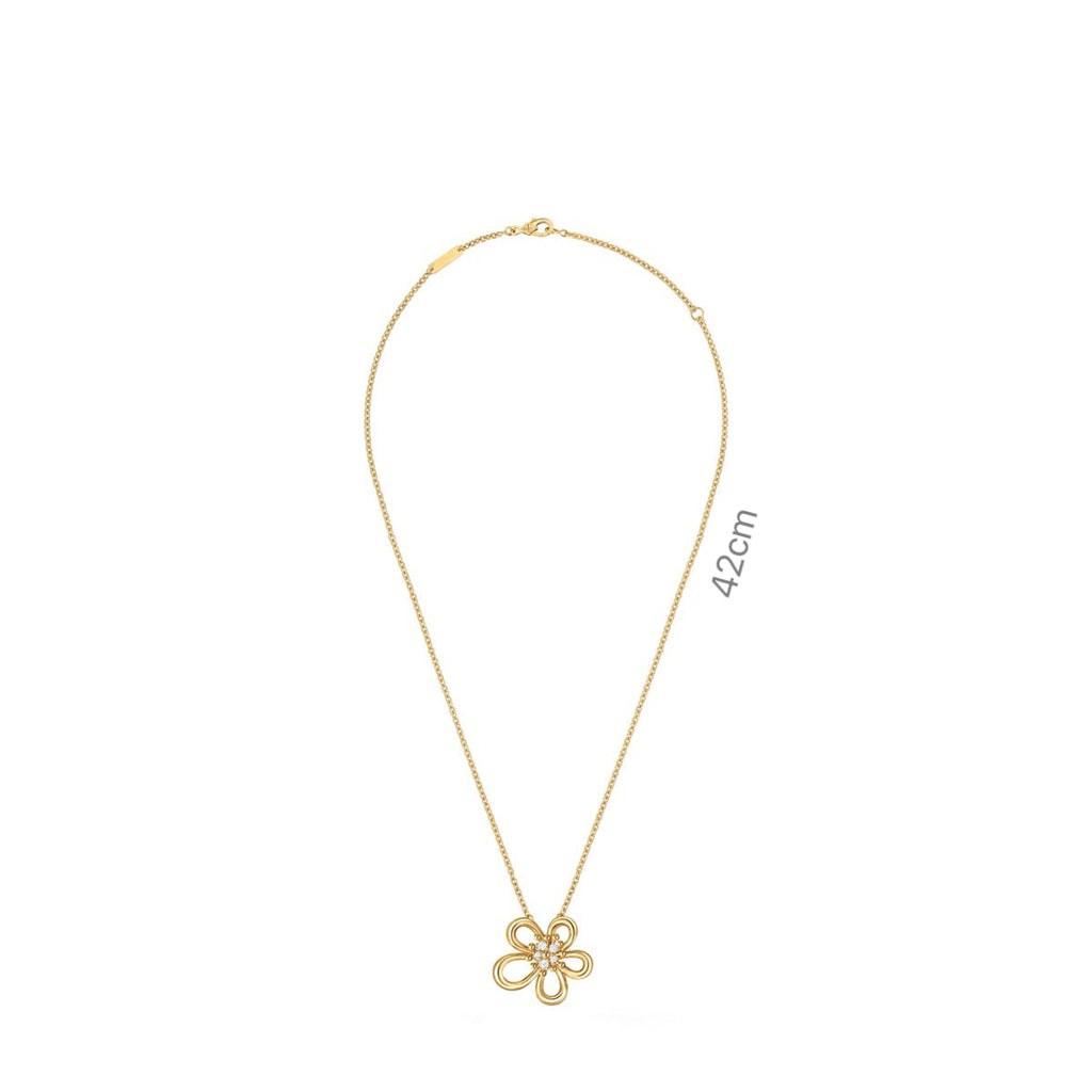 Mini‑Size Stone- set Flower Pendant Necklace