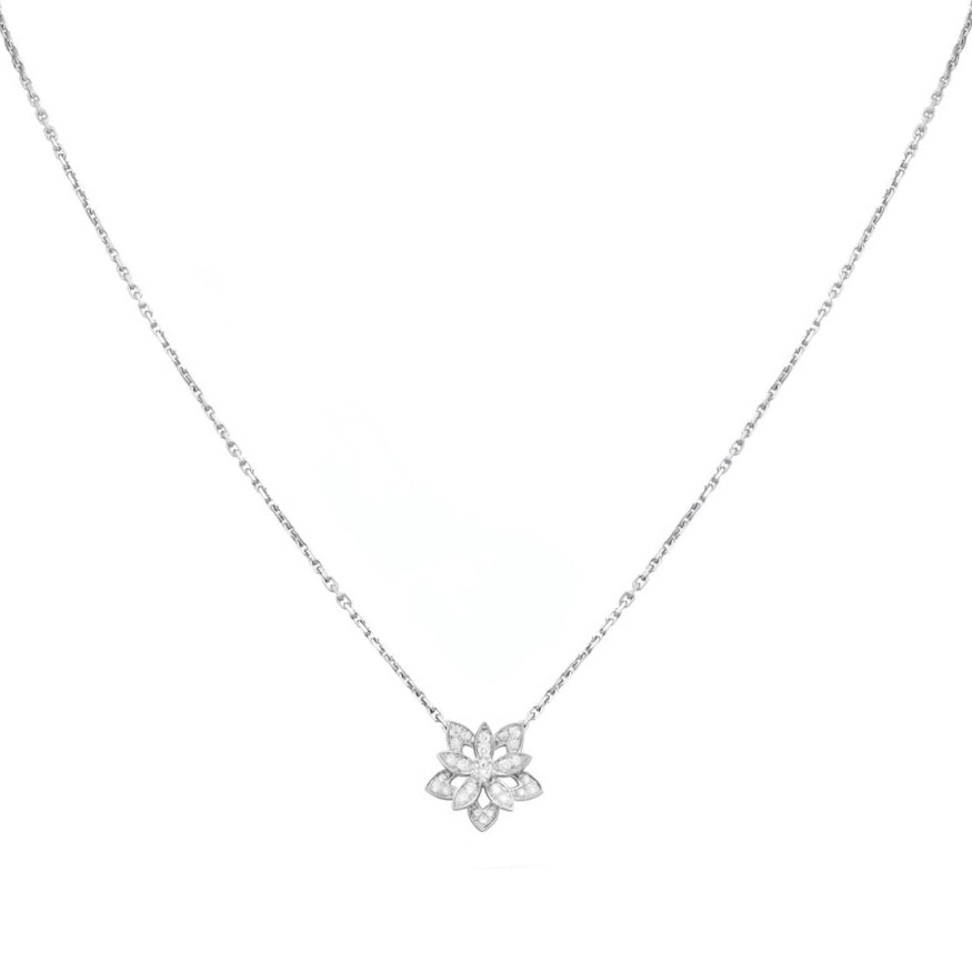 Mini Open‑Work Lotus Pendant Necklace for Women