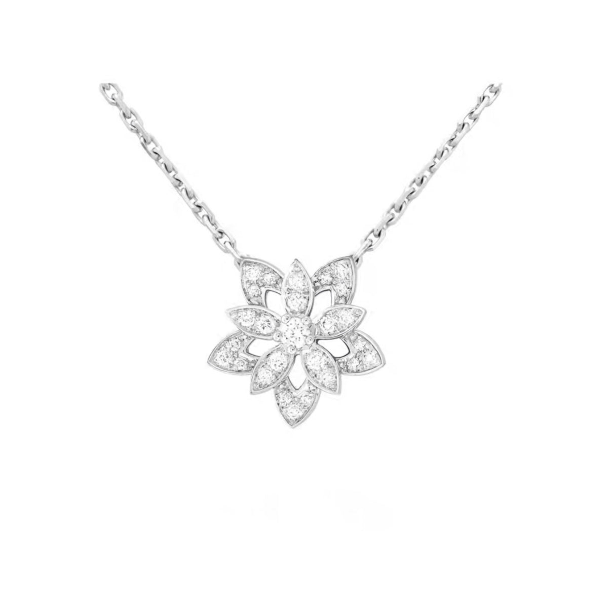 Mini Open‑Work Lotus Pendant Necklace for Women