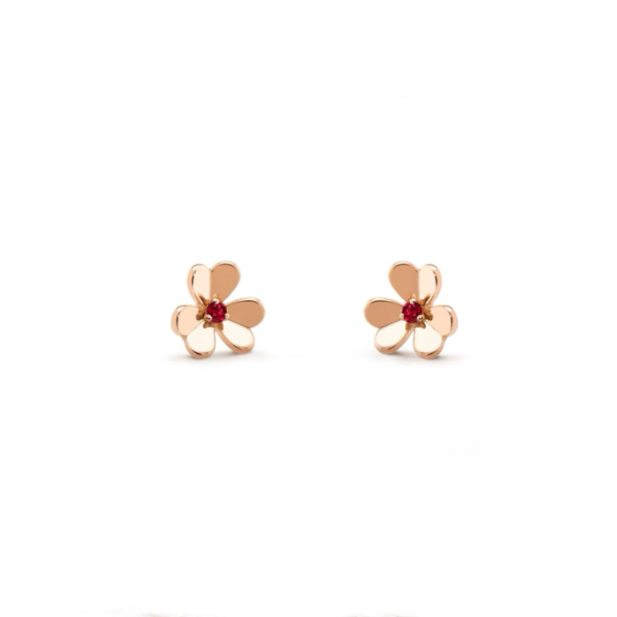 Mini-Size Ruby Stud Stone Earrings with 2 Ruby Stones