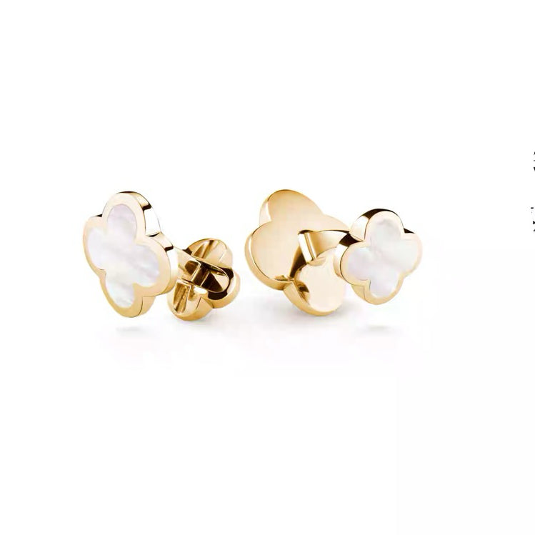 Large‑Size Four‑Leaf Clover Mother‑of‑Pearl Stud Earrings