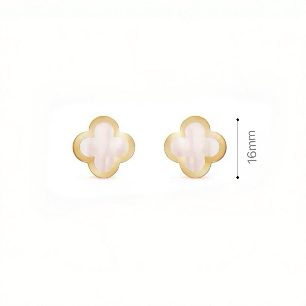 Large‑Size Four‑Leaf Clover Mother‑of‑Pearl Stud Earrings