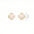 Large‑Size Four‑Leaf Clover Mother‑of‑Pearl Stud Earrings