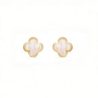 Large‑Size Four‑Leaf Clover Mother‑of‑Pearl Stud Earrings