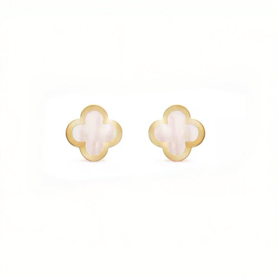 Large‑Size Four‑Leaf Clover Mother‑of‑Pearl Stud Earrings