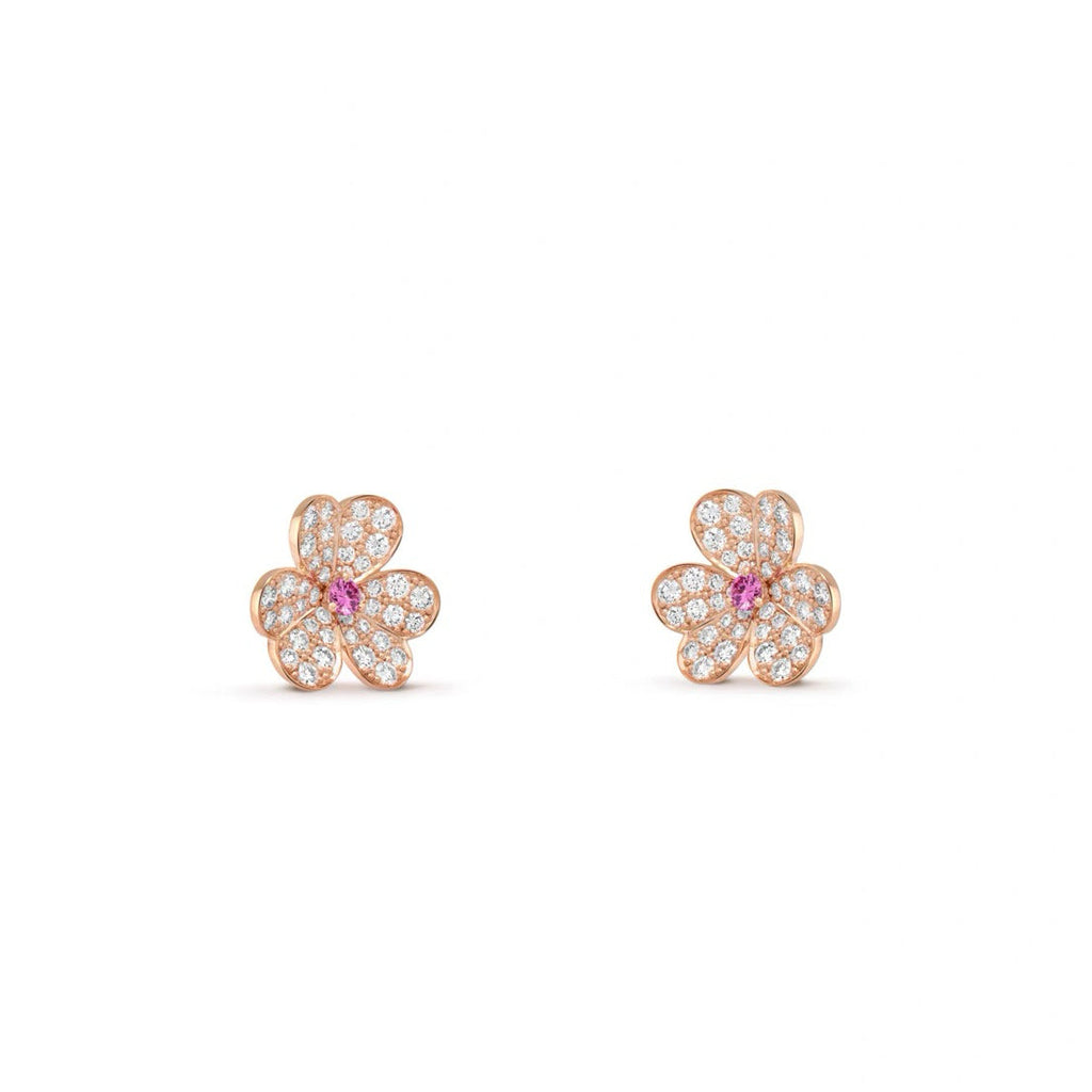 Mini-Size Stone & Pink Sapphire Convertible Clip‑On Earrings
