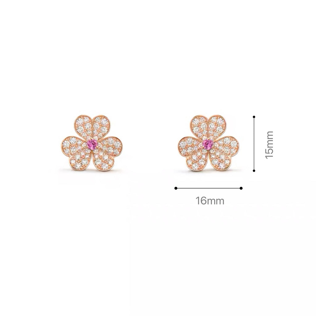 Mini-Size Stone & Pink Sapphire Convertible Clip‑On Earrings