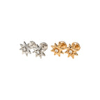 Eight-pointed Star Stud Earrings with Central Gemstones, Minimalist Daily Wear Earrings