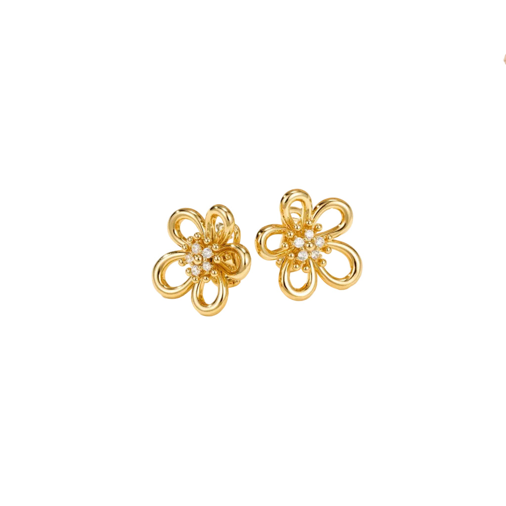 Lace Flower Earrings–Delicate Hollow Floral Stud Earrings