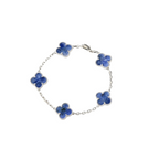 Blue Agate Five-Motif Four-Leaf Clover Bracelet – Lucky Charm