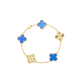 Carved Blue Chalcedony Five-Motif Bracelet – Delicate Floral Design