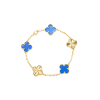 Carved Blue Chalcedony Five-Motif Bracelet – Delicate Floral Design