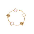 Pink Mother-of-Pearl Five-Motif Bracelet – Faceted Floral Design