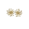 Gold Fireworks Stud Earrings Sparkling Gemstones Statement Ear Jewelry