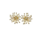 Gold Fireworks Stud Earrings Sparkling Gemstones Statement Ear Jewelry
