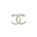 Interlocking C Brooch – Lustrous Beads & Clear Crystals