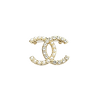 Interlocking C Brooch – Lustrous Beads & Clear Crystals