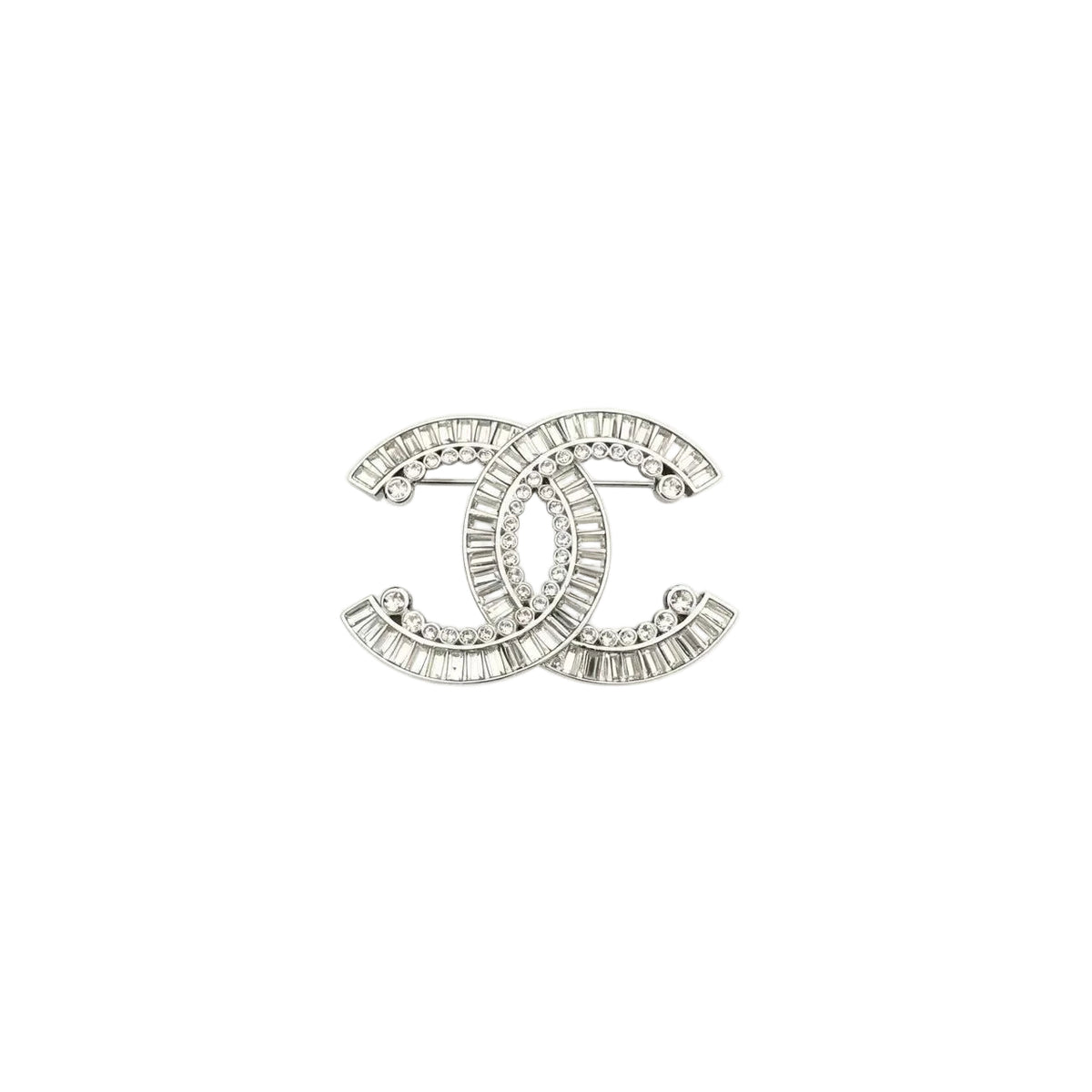 Interlocking C Baguette & Round Crystal Brooch