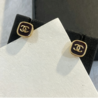 Square Interlocking C Stud Earrings | Block Double-C Design
