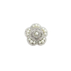 Silver-Tone Flower Brooch with Lustrous Beads & Crystal Pavé