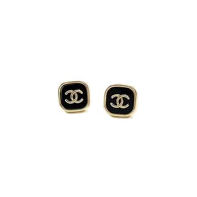 Square Interlocking C Stud Earrings | Block Double-C Design