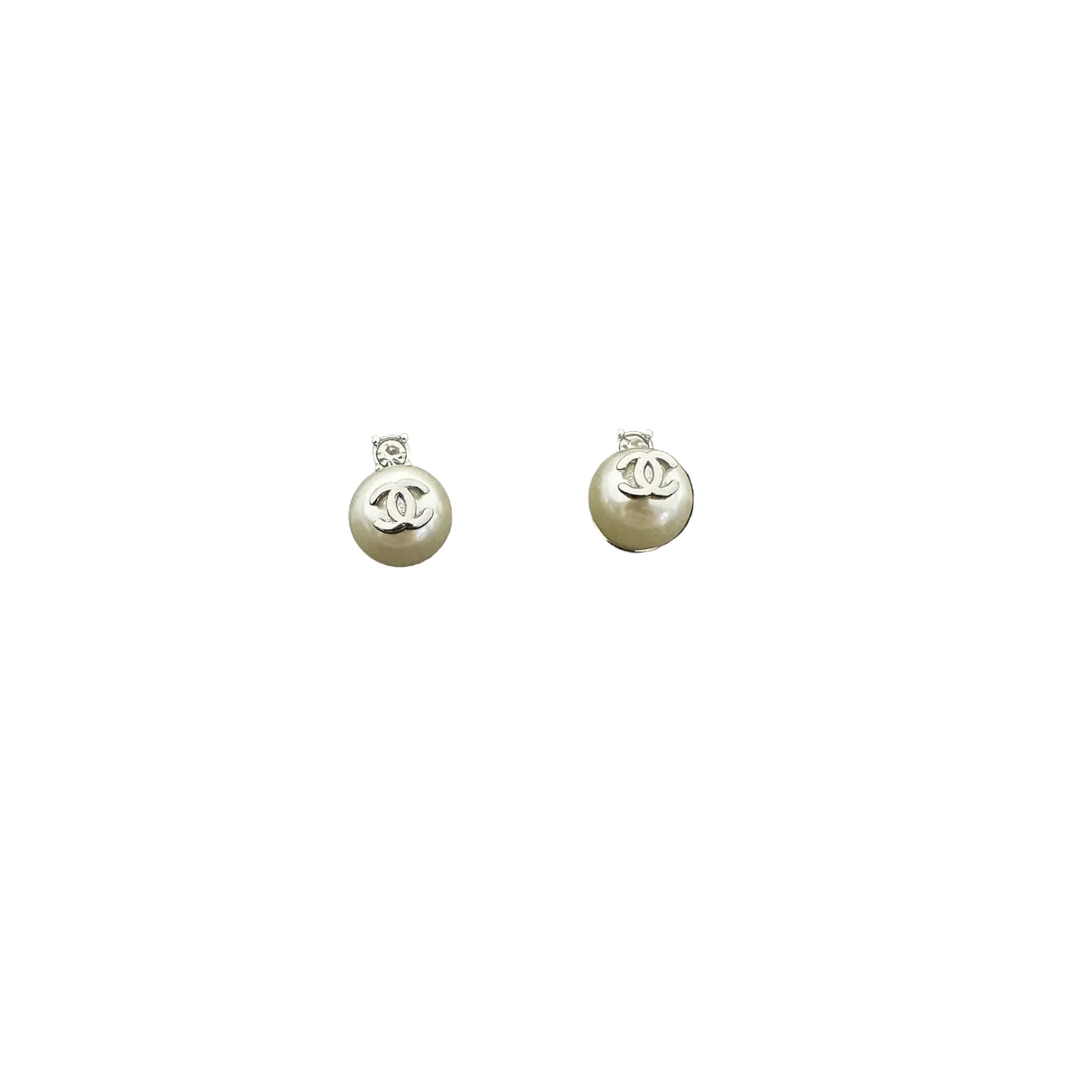 Round Lustrous Bead Drop Stud Earrings Inlaid Sparkling Gemstones Fashion Women Ear Jewelry