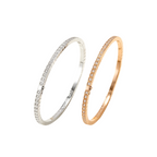 Slim Full Pavé Gemstones Bangle, Minimalist Thin Band with Square Shape for Daily Wear & Gifting