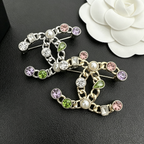 Interlocking C Multi-Stone Chain Brooch